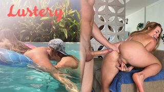 Buxom világos szőke amateur popóját reszelik úszás után